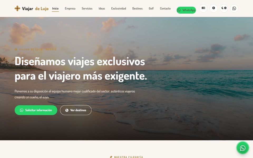 Captura de la portada de viajardelujo.com